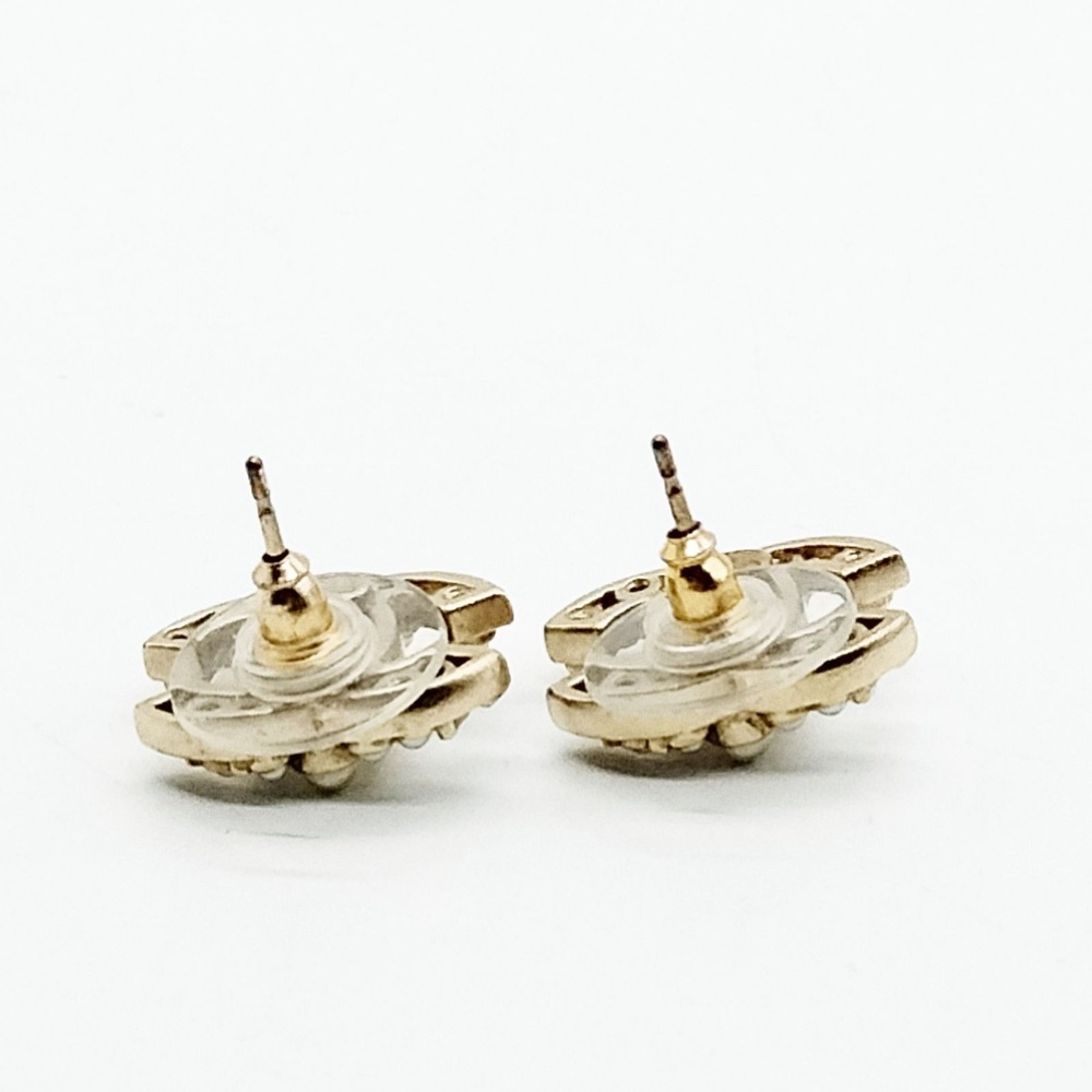 CHANEL - Earring Whites Gold R1.244 - Picture 2 of 3